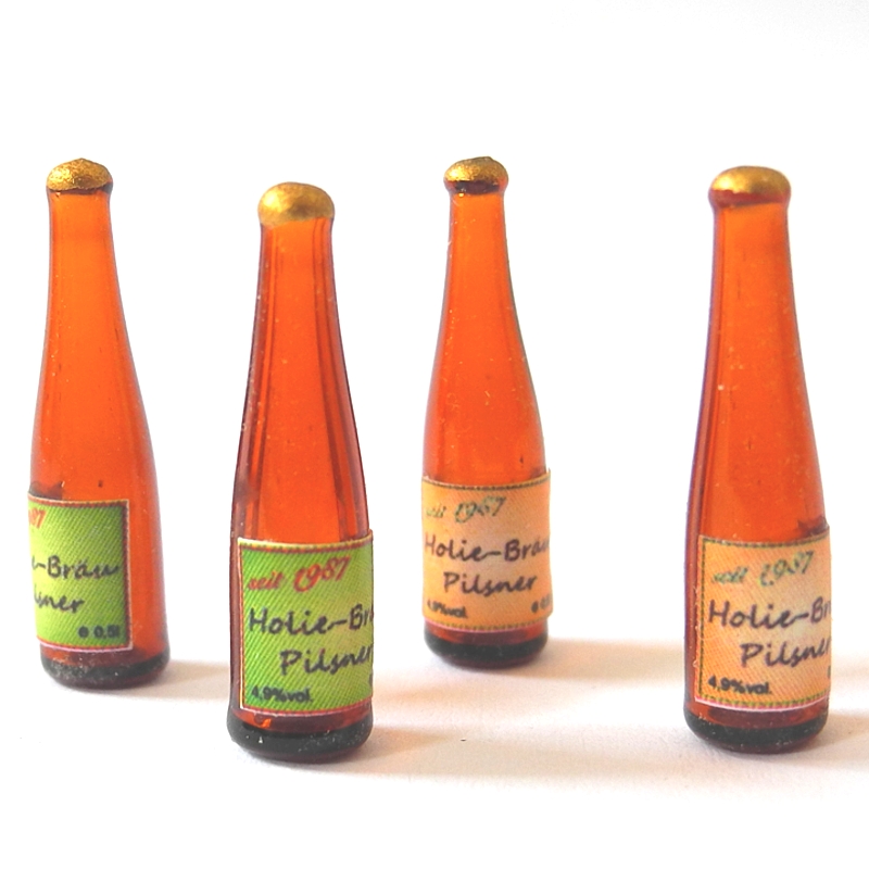 Bierflasche aus Glas, Puppenstubenminiatur im Maßstab 1zu12
