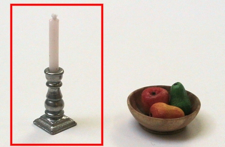 Kerzenständer aus Zinn, Puppenstubenminiatur im Maßstab 1zu12