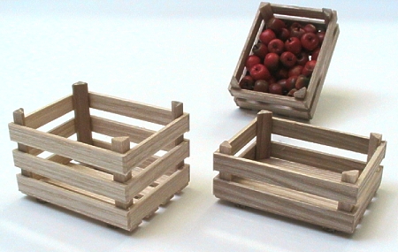 Obstkiste, flach, Puppenstubenminiatur in 1zu12