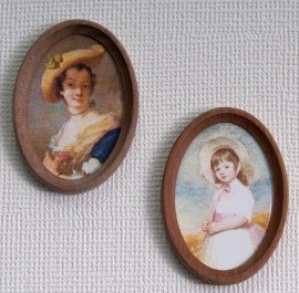 Bilder, oval, Puppenstubenminiatur 1zu12