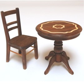 Kaffeetisch, mit Intarsien, Puppenstubenmöbel im Maßstab 1zu12