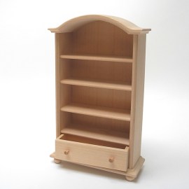 Regalschrank mit Zierbogen, Ahorn, Puppenstubenmöbel 1zu12