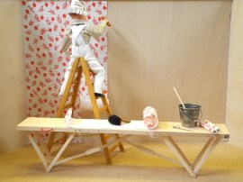 Tapeziertisch, klappbar, Einrichtungsbeispiel, Miniatur 1zu12